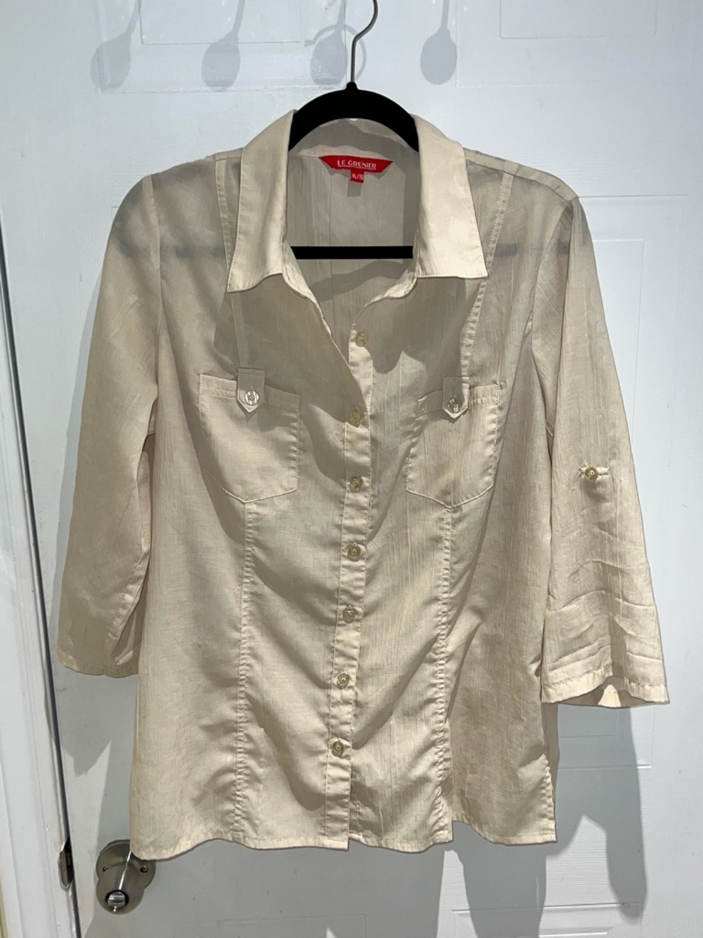 Vintage Le Grenier Cream Sheer Blouse Women’s Size XL Floral Lightweight Neutral